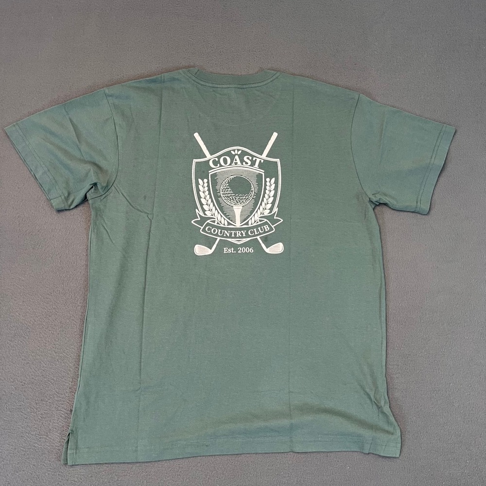 Coast The Saltwater Tee‎ Green Lg Cotton Graphic Shirt Country Club Chest Pocket